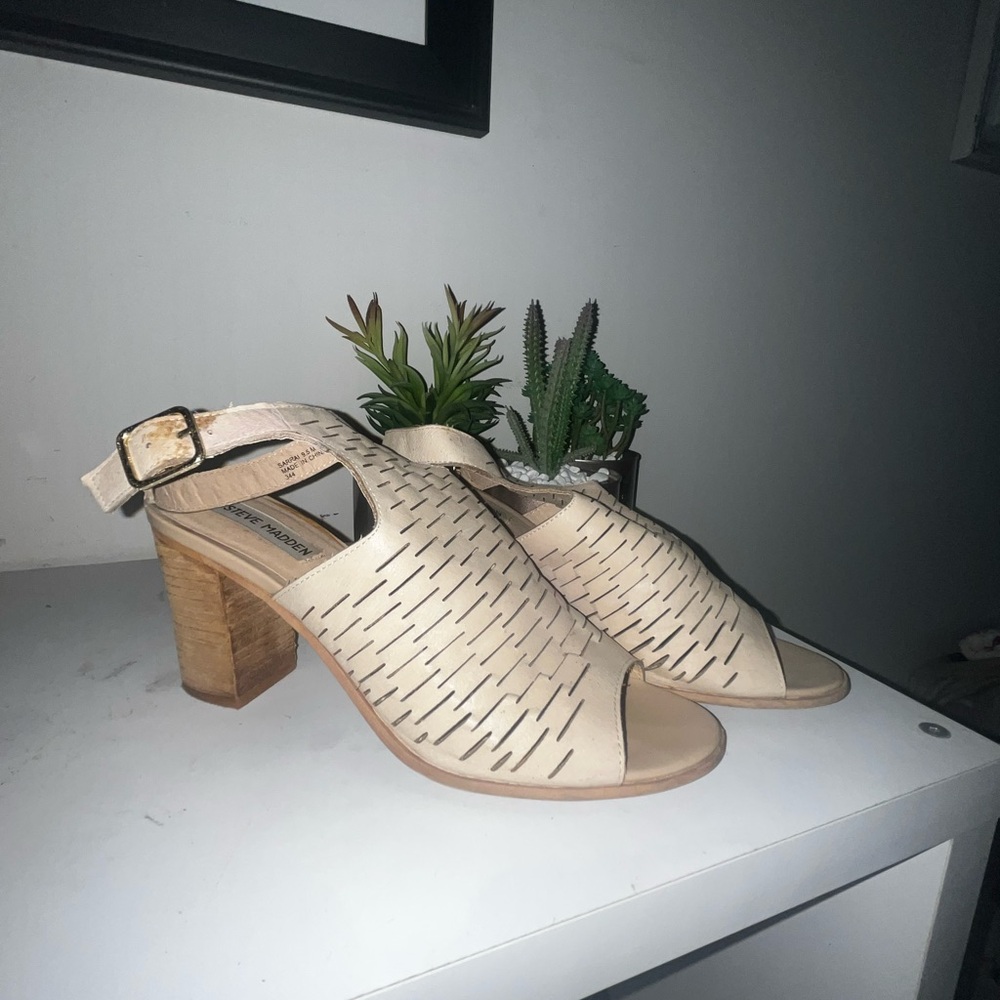 Steve Madden Cream Women's Heeled Sandals - Picture 4 of 4